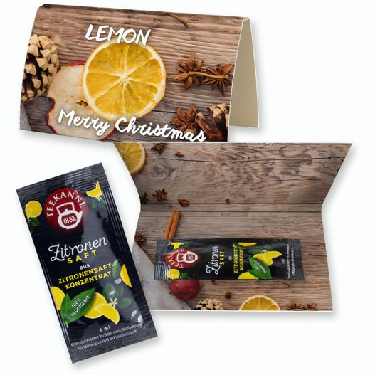 Produktabbildung Zitronensaft, ca. 4g, Werbekarte A6 gefaltet Zitronensaft, ca. 4g, Werbekarte A6 gefaltet (Bild 1)