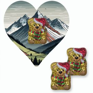 Schoko-Weihnachtsbärchen, ca. 7g, Flyer Mini Herzform