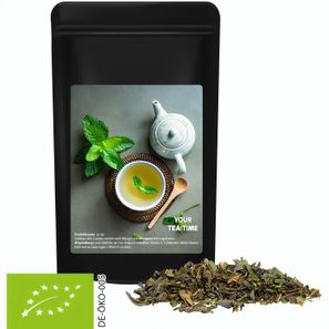 Bio Grüner Tee mit Minze, ca. 30g, Standbeutel Midi schwarz