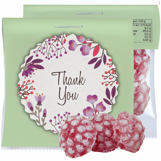 Himbeer Bonbons, ca. 17g, Express Midi-Tüte mit Werbereiter (Bild 1)
