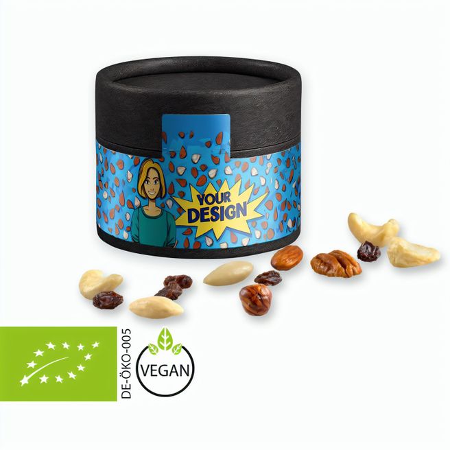 Bio Studentenfutter, ca. 40g, Kraftpapierdose Mini schwarz