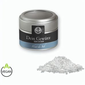 Fleur de Sel, ca. 50g, Metalldose Mini mit Sichtfenster silber