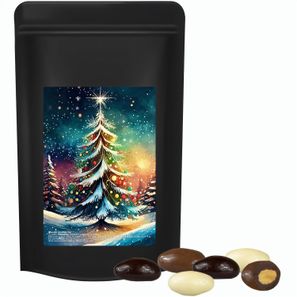 Mandel-Schoko-Trio, ca. 80g, Standbeutel Midi schwarz