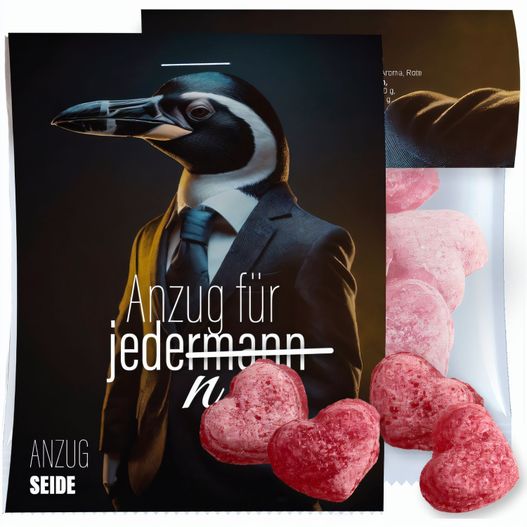 Glühwein Herzen, ca. 17g, Express Midi-Tüte mit Werbereiter (Bild 1)