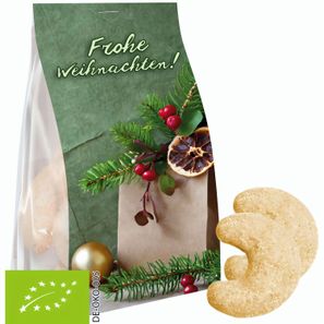 Bio Vanillekipferl, 100g, Express Blockbodenbeutel mit Werbereiter