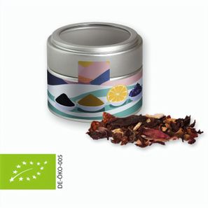 Bio Weihnachts Früchtetee, ca. 30g, Metalldose Mini mit Sichtfenster silber