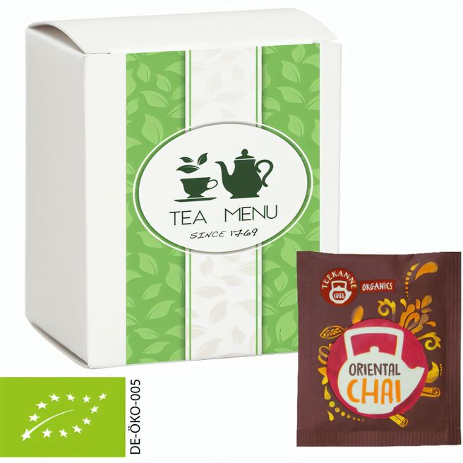 Produktabbildung Bio Beuteltee Oriental Chai, 10 Stück, 18g, Faltschachtel Bio Beuteltee Oriental Chai, 10 Stück, 18g, Faltschachtel