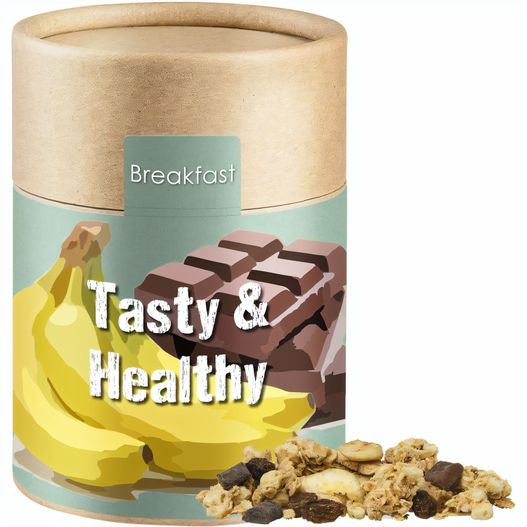 Produktabbildung Müsli Knusper Banane-Schoko, ca. 70g, Kraftpapierdose Midi Müsli Knusper Banane-Schoko, ca. 70g, Kraftpapierdose Midi (Bild 1)