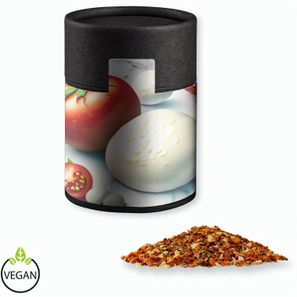 Gewürzmischung Tomate-Mozzarella, ca. 50g, Kraftpapierdose Midi schwarz