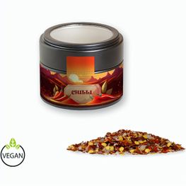 Gewürzmischung Chili-Salz, ca. 45g, Metalldose Mini mit Sichtfenster schwarz