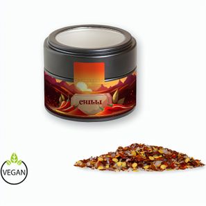 Gewürzmischung Chili-Salz, ca. 45g, Metalldose Mini mit Sichtfenster schwarz