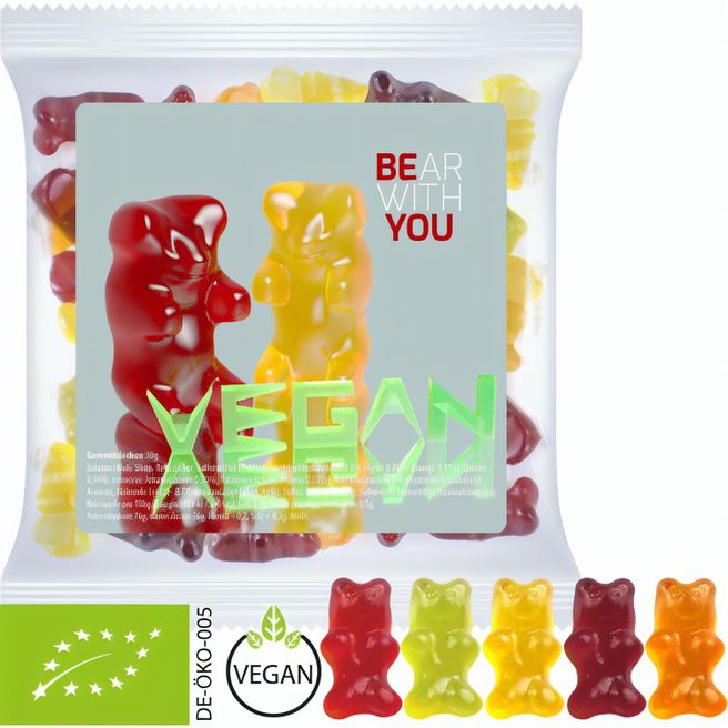 Bio Gummibärchen ohne Gelatine, ca. 30g, Express Maxi-Tüte mit Etikett
