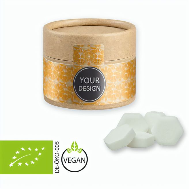 Produktabbildung Bio Traubenzucker Orange Drops, ca. 40g, Kraftpapierdose Mini Bio Traubenzucker Orange Drops, ca. 40g, Kraftpapierdose Mini