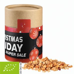 Bio Crunchy Weihnachtsmüsli Apfel-Zimt, ca. 70g, Kraftpapierdose Midi