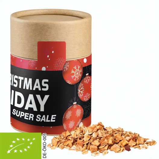 Produktabbildung Bio Crunchy Weihnachtsmüsli Apfel-Zimt, ca. 70g, Kraftpapierdose Midi Bio Crunchy Weihnachtsmüsli Apfel-Zimt, ca. 70g, Kraftpapierdose Midi (Bild 1)