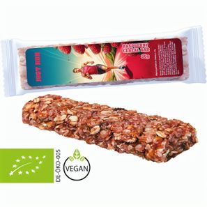 Bio Müsliriegel Multikorn-Himbeere, 30g, Express Flowpack mit Etikett