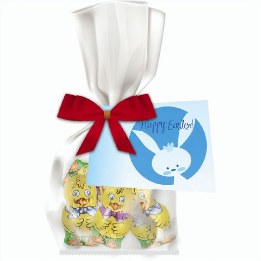 Schoko-Küken Mix, ca. 24g, Express Flachbeutel mit Schleife mit Werbekarte (Bild 1)