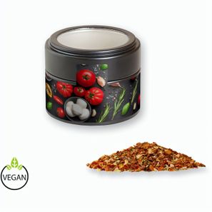 Gewürzmischung Tomate-Mozzarella, ca. 40g, Metalldose Mini mit Sichtfenster schwarz