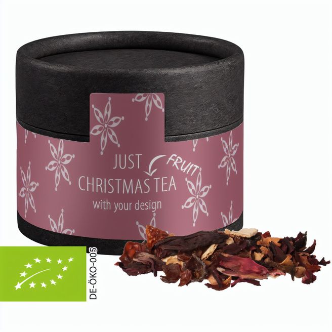 Bio Weihnachts Früchtetee, ca. 25g, Kraftpapierdose Mini schwarz