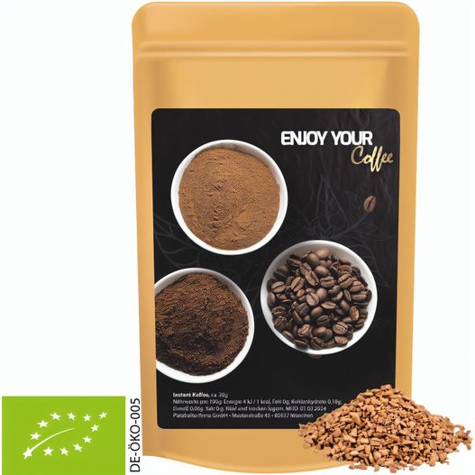 Produktabbildung Bio Instant Kaffee, ca. 20g, Standbeutel Mini Bio Instant Kaffee, ca. 20g, Standbeutel Mini (Bild 1)