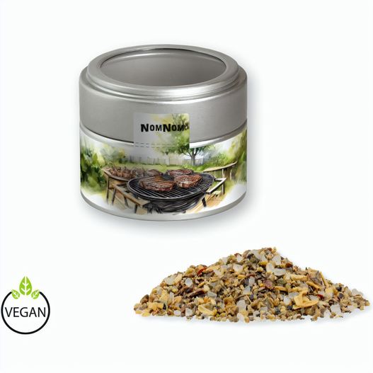 Gewürzmischung Kräuter-Steakgewürz, ca. 35g, Metalldose Mini mit Sichtfenster silber (Bild 1)