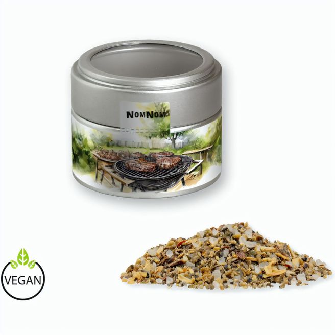 Gewürzmischung Kräuter-Steakgewürz, ca. 35g, Metalldose Mini mit Sichtfenster silber