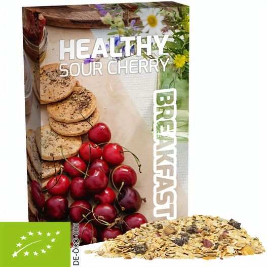 Produktabbildung Bio Müsli Sauerkirsche, ca. 50g, Faltschachtel Bio Müsli Sauerkirsche, ca. 50g, Faltschachtel (Bild 1)