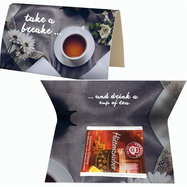 Beuteltee Hüttenzauber, ca. 2,5g, Werbekarte A6 gefaltet