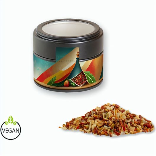 Gewürzmischung HOT Karibik Mix, ca. 40g, Metalldose Mini mit Sichtfenster schwarz (Bild 1)