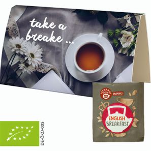 Bio Beuteltee English Breakfast, ca. 1,8g, Werbekarte A6 gefaltet