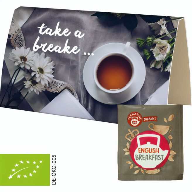 Bio Beuteltee English Breakfast, ca. 1,8g, Werbekarte A6 gefaltet
