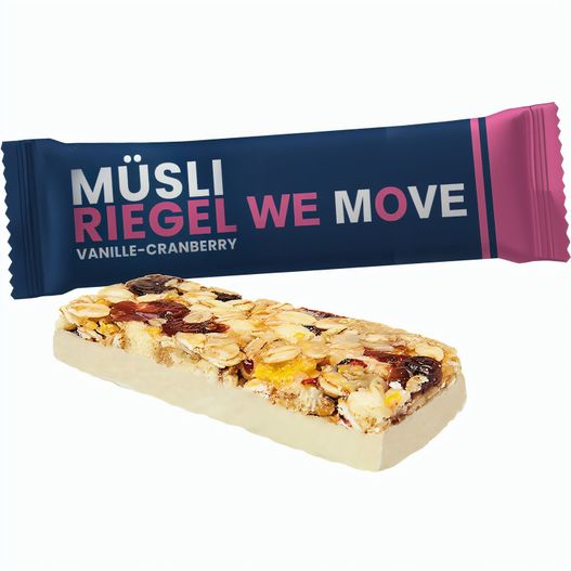 Produktabbildung Müsliriegel Vanille-Cranberry, ca. 40g, Flowpack Müsliriegel Vanille-Cranberry, ca. 40g, Flowpack (Bild 1)