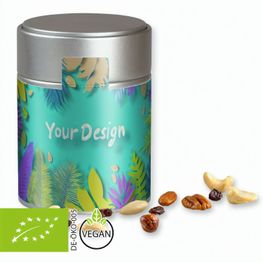 Produktabbildung Bio Studentenfutter, ca. 100g, Metalldose Midi silber Bio Studentenfutter, ca. 100g, Metalldose Midi silber