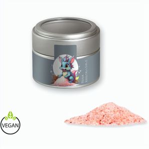 Rosa Kristallsalz, ca. 110g, Metalldose Mini mit Sichtfenster silber