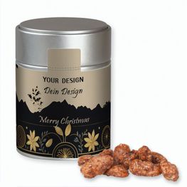 Feuergebrannte Mandeln, ca. 100g, Metalldose Midi silber