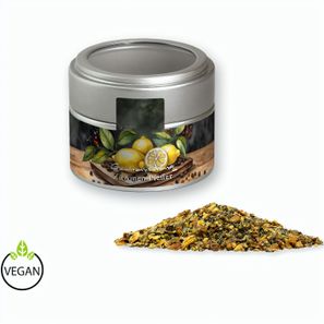 Gewürzmischung Zitronen-Pfeffer, ca. 60g, Metalldose Mini mit Sichtfenster silber