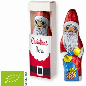 Bio Schoko Weihnachtsmann, ca. 75g, Faltschachtel mit Sichtfenster