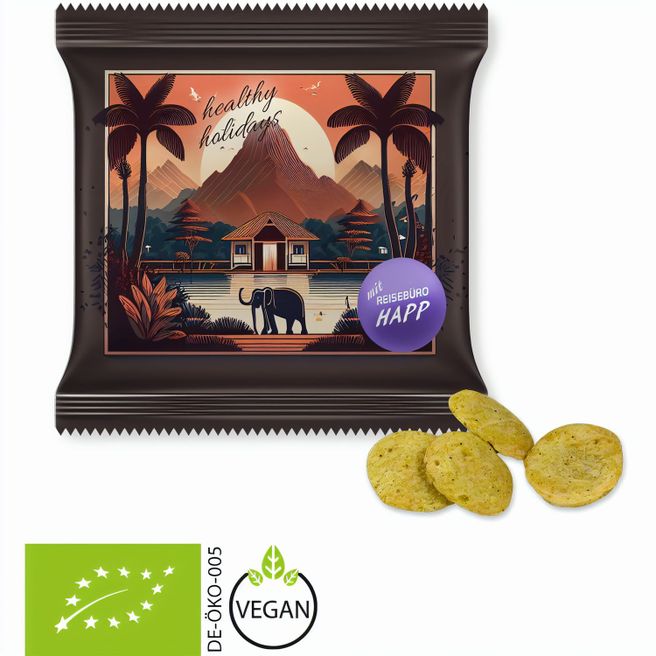 Produktabbildung Bio Black Pepper-Mais Chips, ca. 15g, Maxi-XL-Tüte Bio Black Pepper-Mais Chips, ca. 15g, Maxi-XL-Tüte