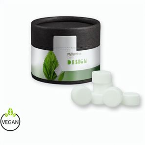 Pfefferminz Drops zuckerfrei, ca. 40g, Kraftpapierdose Mini schwarz