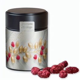 Gebrannte Mandeln Himbeere, ca. 100g, Metalldose Midi schwarz