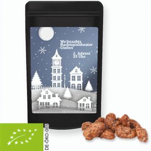 Bio Feuergebrannte Mandeln, ca. 30g, Standbeutel Mini schwarz