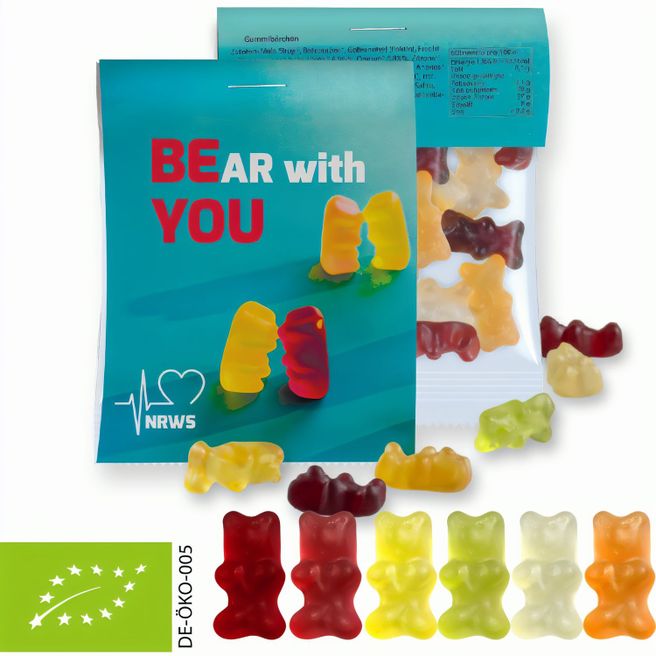 Bio Gummibärchen, ca. 15g, Express Midi-Tüte mit Werbereiter