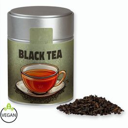 Schwarztee, ca. 45g, Metalldose Midi silber