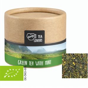 Bio Grüner Tee mit Minze, ca. 10g, Kraftpapierdose Mini