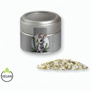 Gewürzmischung Rosmarin-Salz, ca. 75g, Metalldose Mini mit Sichtfenster silber