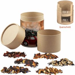 Verschiedene Weihnachts Teesorten, Bio und nicht-Bio, ca. 150g, Doppel Kraftpapierdose Maxi