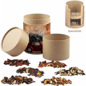 Verschiedene Weihnachts Teesorten, Bio und nicht-Bio, ca. 150g, Doppel Kraftpapierdose Maxi