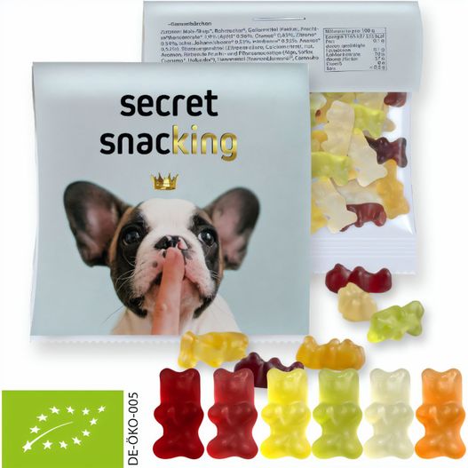 Produktabbildung Bio Gummibärchen, ca. 30g, Express Maxi-Tüte mit Werbereiter Bio Gummibärchen, ca. 30g, Express Maxi-Tüte mit Werbereiter (Bild 1)