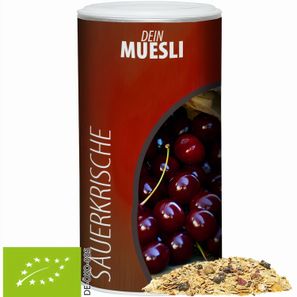 Bio Müsli Sauerkirsche, ca. 150g, Pappdose Medium