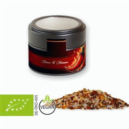 Bio Gewürzmischung Feuer und Flamme, ca. 60g, Metalldose Mini mit Sichtfenster schwarz